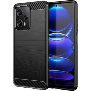 Xiaomi Poco F5 / Redmi Note 12 Turbo Brushed Carbon Fiber Silikon Kılıf - Siyah AL3332
