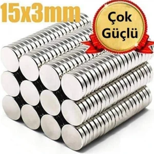 Dünya Magnet 20 Adet 15X3 mm Güçlü Yuvarlak Neodyum Mıknatıs Magnet Buzdolabı Mıknatısı Far Mıknatısı