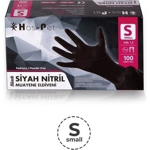 Haspet Siyah Nitril Eldiven Small 100'lü (2 Paket)