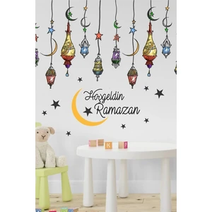 Kt Grup Hoşgeldin Ramazan Renkli Fener Sarkıt Cam Duvar Dekorasyon Sticker Seti Ramazan Süsü Bayram