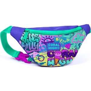 Coral High Kids Lavanta Su Yeşili Grafiti Desenli Bel Çantası 12625