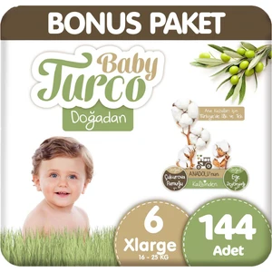 Baby Turco Doğadan Bonus Paket Bebek Bezi 6 Beden 72X2 144 Adet