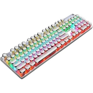 Leaven K660 Kablolu Klavye LED Rgb 104 Tuşlu Mavi Switch Gökkuşağı Renler Mekanik Oyuncu Işıklı Klavye Ergonomik Tasarım Rahat 150CM Kablo Uzunluğu Bilgisayar Pc Için (Mavi Switch - Daktilo Tarzı)