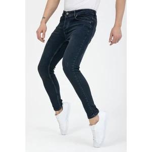 Erkek Mavi-Kahve Destroy Skinny Fit Jeans