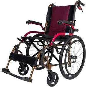 863-LAJ Refakatçı Tekerlekli Sandalye Bordo (Alüminyum) 20 'inç