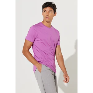 Altınyıldız Classics Erkek Mor Slim Fit Dar Kesim %100 Pamuk Bisiklet Yaka Tişört