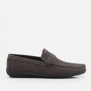 02AYH268800A230 Hakiki Deri Gri Erkek Loafer