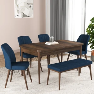 Gadahome Bia Serisi Açılabilir Mdf Mutfak Salon Masa Takımı 4 Sandalye+1 Bench