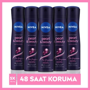 NIVEA Kadın Sprey Deodorant Pearl & Beauty Fine Fragrances 48 Saat Anti-Perspirant Koruma 150 ml x5 Adet