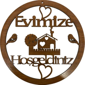 Ala Depo Ahşap Hoşgeldiniz  Makrome Kasnak Kapı Süsü Ceviz