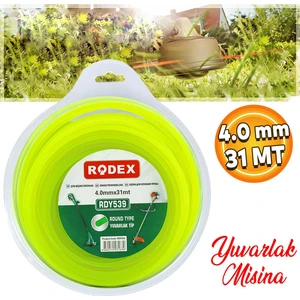 Rodex RDY539 Misina Motorlu Tırpan Yuvarlak Misina 4 mm 31 Metre Çim Ot Biçme Teli