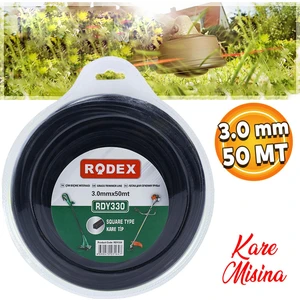 Rodex RDY330 Misina Motorlu Tırpan Kare Misina 3 mm 50 Metre Çim Ot Biçme Teli