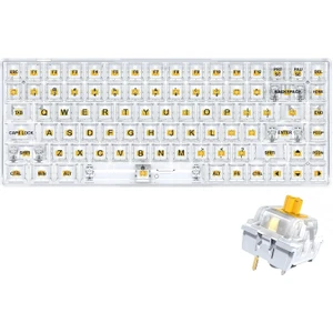 Leaven K840 Type-C Kablolu Klavye LED Rgb 104 Tuşlu Şeffaf Tuş Takımı Gökkuşağı Renkler Mekanik Oyuncu Işıklı Klavye Ergonomik Tasarım Bilgisayar Pc Için Gaming Keyboard Kırmızı Switch