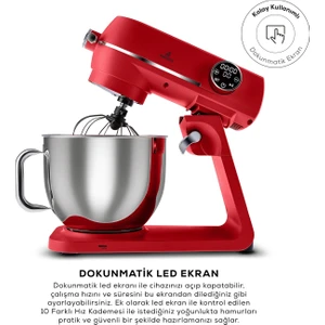 Multichef Artisan Digital Ekran 7 Litre Döküm Stand Mikser Kırmızı 1800W