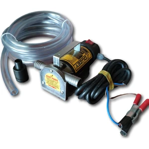 Düzey 24 Volt 1'' Çıkışlı Dıştan Çekme Mazot Aktarma Sıvı Transfer Pompası (Su - Süt - Yağ) & 5 Metre Hortumlu Set