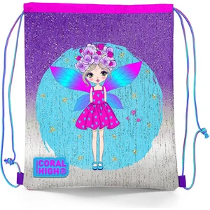 Coral High Kids Pembe Mavi Peri Desenli Ipli Büzgülü Sırt Çantası 22696
