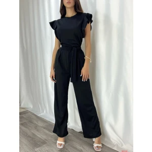 Trend Esinty Kadın Omuz Fırfırlı Kuşaklı Krep Kumaş Tulum (Renk Seçenekli)