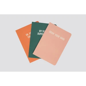 A5 Slogan Detaylı Çizgisiz Defter Seti (3'lü Paket)