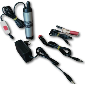 Ekstra 12 Volt Küçük Dalgıç Mazot Aktarma Sıvı Transfer Pompası (Su - Süt - Yağ) (Çakmaklık - Akü Maşası ve 220 Adaptörüyle Birlikte)