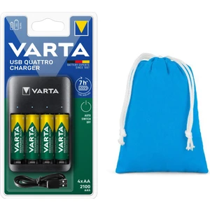 USB Quattro Charger Pil Şarj CIHAZI+4X2100 Aa Şarjlı Pil+Kılıf Hediye