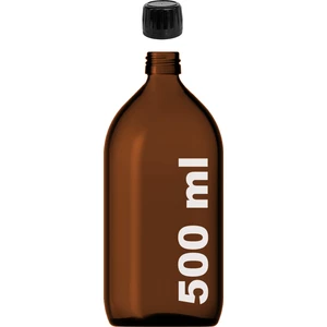 500 cc Amber Ecza Siyah Kilitli Kapaklı Kahverengi Yuvarlak Cam Şişe 500 ml Ecza Şişesi 1 Adet