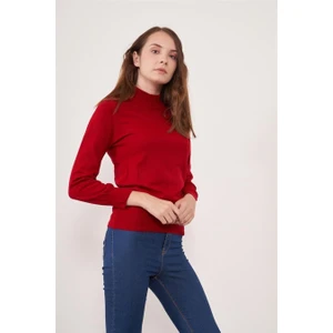 Çetinkaya Miyamira Kadın Dik Yaka Triko Bordo