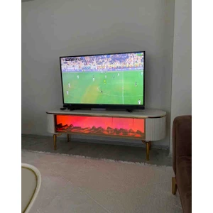 Desing Tv Sehpası Full Şömineli 170 cm Beyaz