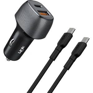 Linktech C499 43W Araç Şarj Aleti 2x USB Type-C To Type-C Kablo Set