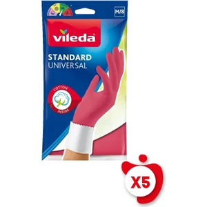 Standart Universal Doğal Lateks M Beden Kırmızı Eldiven 5 Paket