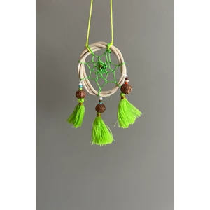 Rattan Kasnaklı El Yapımı Araba Süsü/kapı Süsü Düş Kapanı/dreamcatcher-Yeşil-7 cm Çap