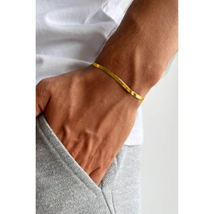 The Collection Unisex Kararmaz Yassı Italyan Zinciri Gold Çelik Bileklik