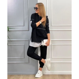 Kadın Kapüşonlu Etek Ucu Detay Iki Iplik Kumaş Ikili Takım (Renk Seçenekli)