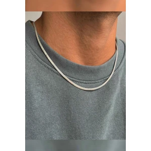 The Collection Unisex Paslanmaz Çelik Yassı Italyan Zincir Kolye 50CM