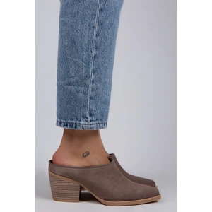 Manijero Stella Kadın Hakiki Deri Western Vizon - Süet Terlik