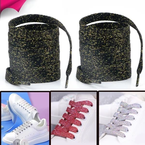 Airyfoot Siyah Altın 120 cm Simli Yassı Bağcık, Bot, Spor, Converse, Günlük Ayakkabı Bağcığı