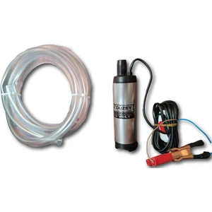 12 Volt Büyük Dalgıç Mazot Aktarma (Sıvı Transfer) Pompası (Su,süt,yağ) + Hortumlu Set