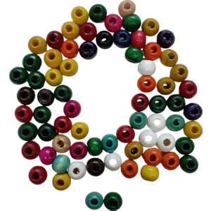 Ala Depo Ahşap 10 mm Karışık Renkli Makrome Boncuk (50 Adet)