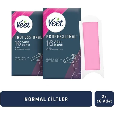 Veet Professional Sir Ağda Bandı Bikini ve Koltukaltı Bölgesi Normal Ciltler 32’li(16 x