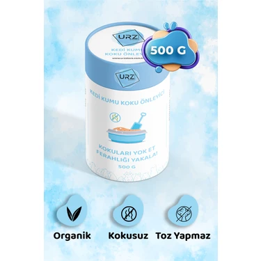 Urz Store Kedi Kumu Tuvaleti Koku Giderici Önleyici Organik Kokusuz 500 gr Aktif Karbon Koku