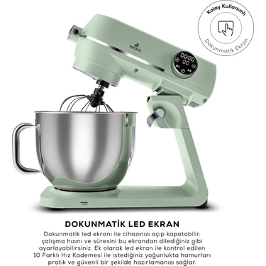 Karaca Multichef Artisan Digital Ekran 7 Litre Döküm Stand Mikser Mint