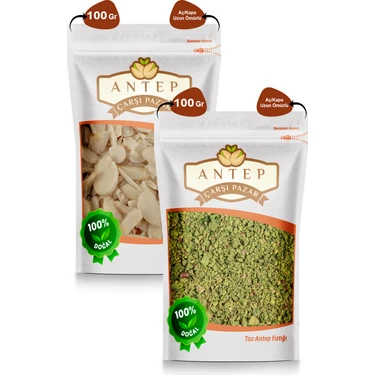 Antep Çarşı Pazar 100 Gr File Badem Ve Toz Antep Fıstığı, Katkısız Ve Doğal