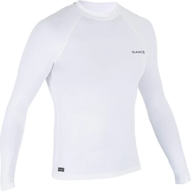 Decathlon OLAIAN Erkek Uv Koruması Sağlayan Uzun Kollu Sörf Tişörtü - Beyaz -