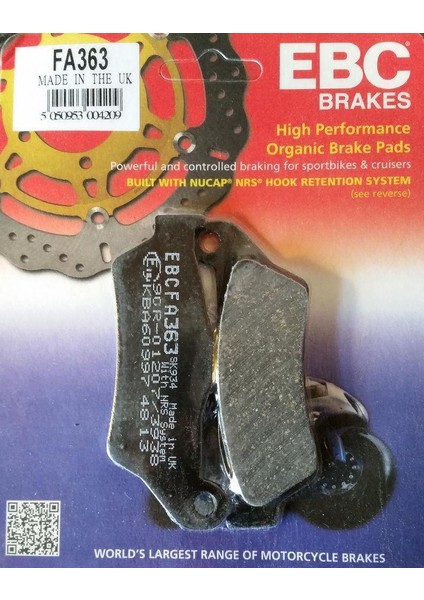 FA363 2004-2012 Bmw R 1200 Gs Uyumlu Arka Fren Balatası Organik Balata