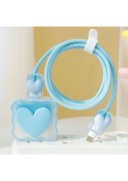 Şarj Başlığı ve Kablo Koruyucu 4'lü Set Iphone 20 W Type-C Şarj Adaptör Uyumlu Şarj Koruyucu