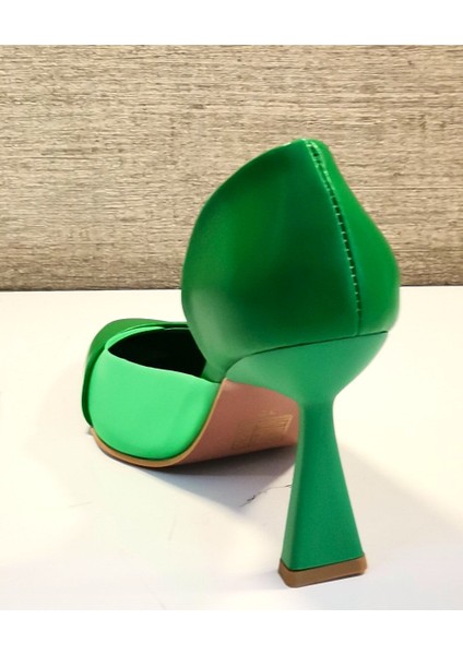 751 Kadın Yeşil Kadeh Ökçe Şeffaf Detaylı Stiletto indirimleri