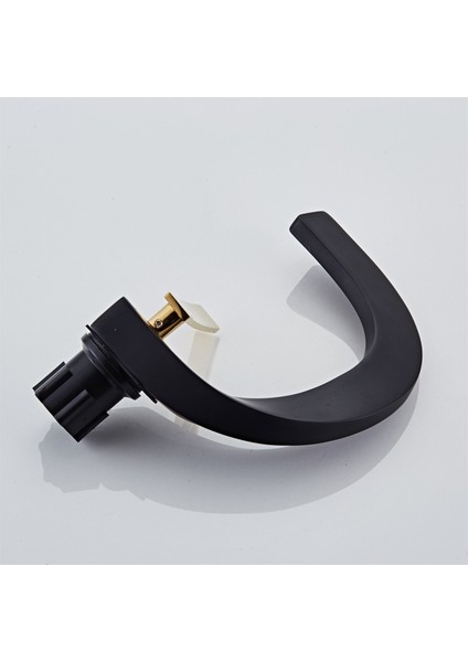 Mat Modern Siyah Gold Güverte Monteli Banyo Lavabo Musluğu Özel Tasarım Musluk Soğuk ve Sıcak fırsatları