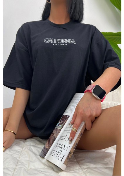 Kadın Siyah California T-Shirt