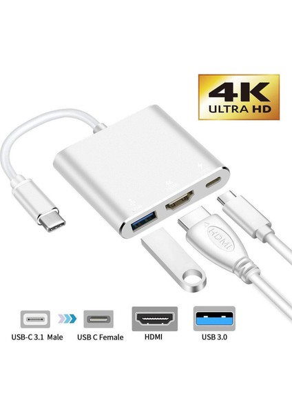 MF-AVC60 USB 3.0 Type-C To HDMI USB Type-C (Pd) Multiport Çevirici