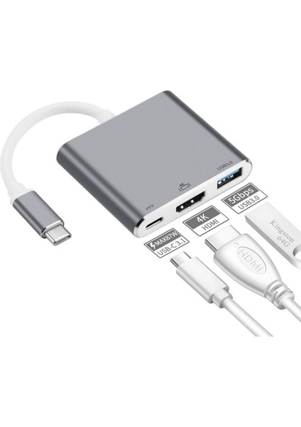 MF-AVC60 USB 3.0 Type-C To HDMI USB Type-C (Pd) Multiport Çevirici