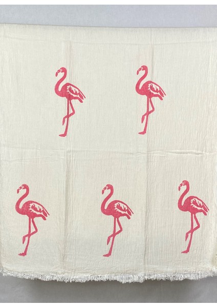 Elde Tahta Baskı Pembe Flamingo Desenli Müslin Peştemal Taş Baskılı Buldan Pamuklu Peştemali modelleri